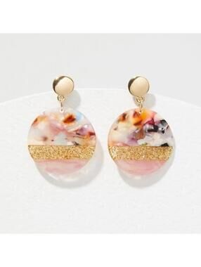 LOFT Pink Multicolor Resin Drop Earrings with Gold Accent